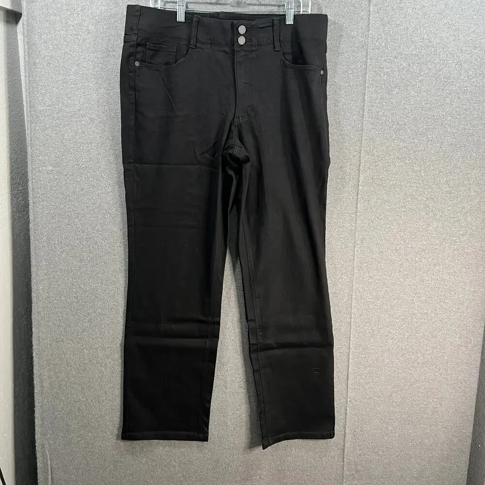 Susan Graver Regular Stretch Denim Straight Leg Jean Black, Reg 16